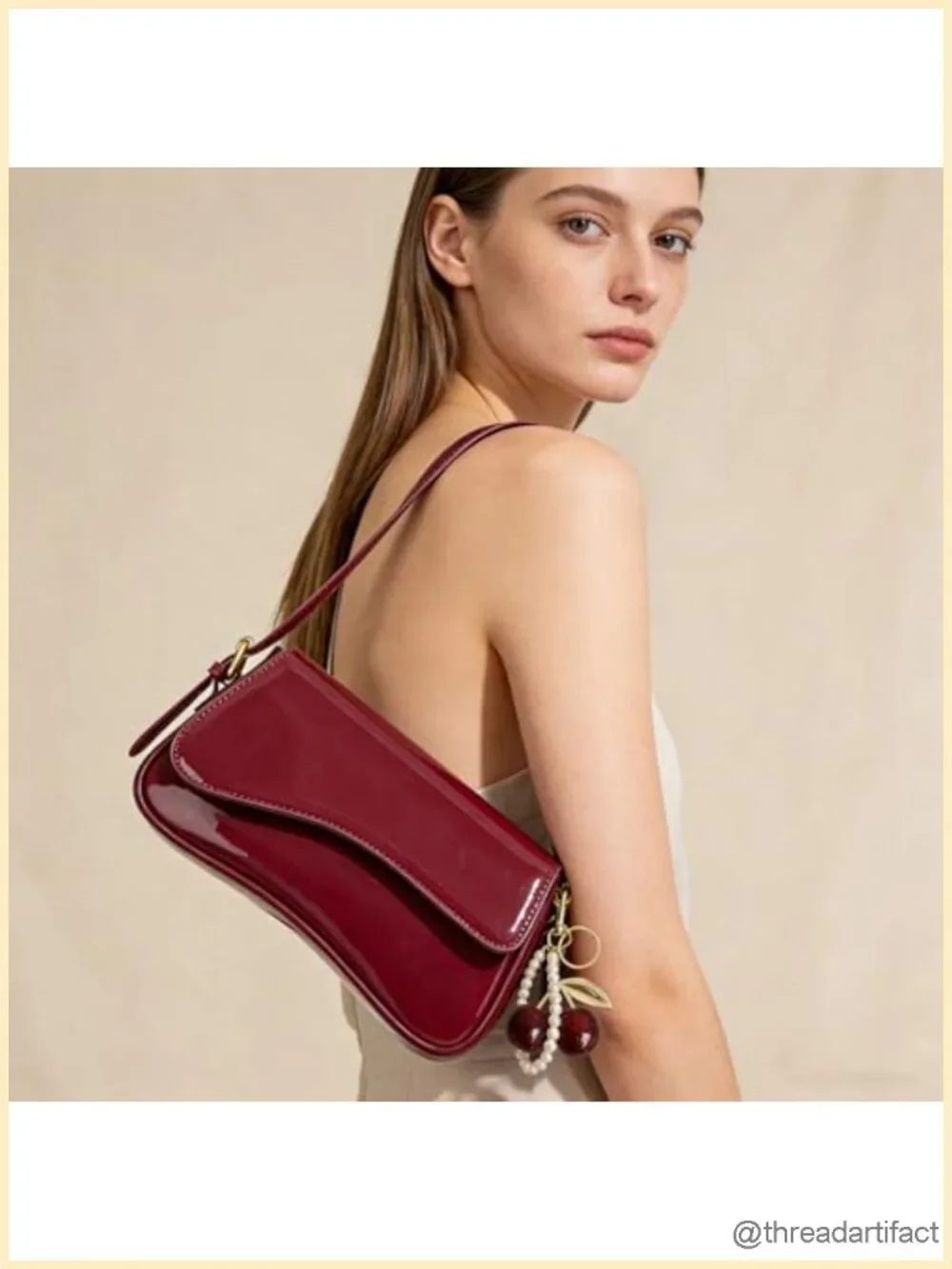 Trendy Y2K Hobo Bag with Cherry Pendant, Crossbody Shoulder Bag